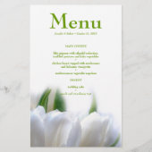 Elegant White Tulips Wedding Dinner Menu Kaart (Voorkant)