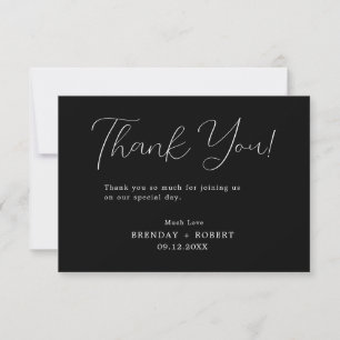 Elegant White Typografie op zwarte-bedankt-kaart Bedankkaart