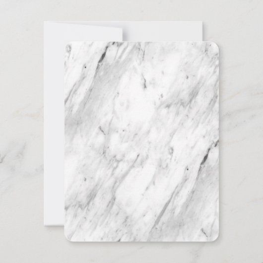 Elegant White Typography & Marble Back Photo Save The Date (Achterkant)