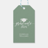 Elegant White Typography on Sage Green Background Cadeaulabel (Voorkant)