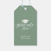 Elegant White Typography on Sage Green Background Cadeaulabel (Achterkant)