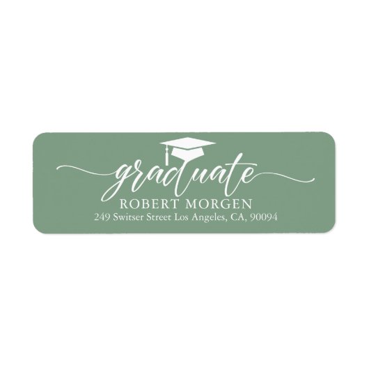 Elegant White Typography on Sage Green Background Etiket (Voorkant)