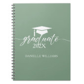 Elegant White Typography on Sage Green Background Notitieboek (Voorkant)