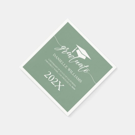 Elegant White Typography on Sage Green Background Servet (Hoek)