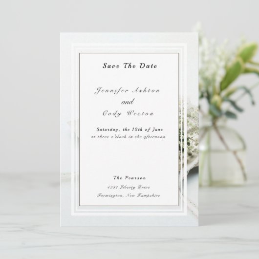 Elegant White understate Wedding Save the Date (Staand voorkant)