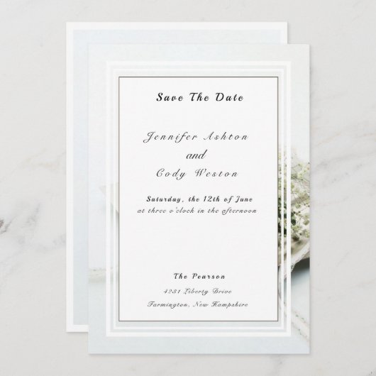 Elegant White understate Wedding Save the Date (Voorkant / Achterkant)