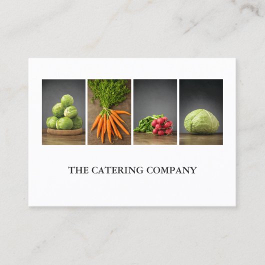Elegant White Vegetables Catering Visitekaartje (Voorkant)