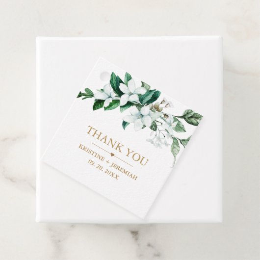 Elegant White Waterverf Floral Greenery Wedding Bedankjes Labels (In situ)