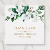 Elegant White Waterverf Floral Greenery Wedding Bedankjes Labels (Voorkant)