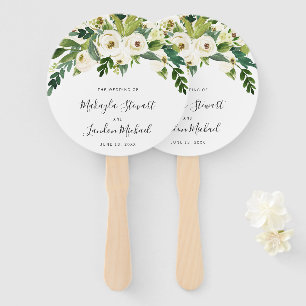 Elegant White Waterverf Floral Greenery Wedding Handwaaier