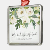 Elegant White Waterverf Floral & Greenery Wedding Metalen Ornament (Links)