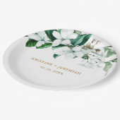 Elegant White Waterverf Floral Greenery Wedding Papieren Bordje (Gekanteld)