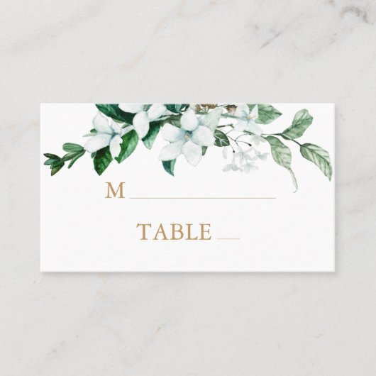 Elegant White Waterverf Floral Greenery Wedding Plaatskaartje (Voorkant)