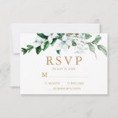Elegant White Waterverf Floral Greenery Wedding RSVP Kaartje (Voorkant)