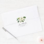 Elegant White Waterverf Floral Greenery Wedding Vierkante Sticker (Envelop)