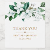 Elegant White Waterverf Floral Greenery Wedding Wijn Etiket (Enkel label)