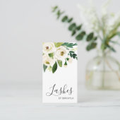 Elegant White Waterverf Floral Rozen Lashes Visitekaartje (Staand voorkant)