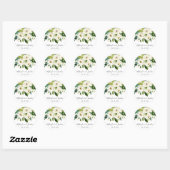 Elegant White Waterverf Floral Wedding Favor Ronde Sticker (Vel)