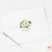 Elegant White Waterverf Floral Wedding Favor Ronde Sticker (Envelop)