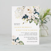 Elegant White Waterverf Floral Wedding Folie Uitnodiging (Staand Voorkant)