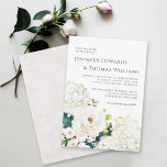 Elegant White Waterverf Floral Wedding Invitation Kaart<br><div class="desc">Een mooie keuze in bruiloftsuitnodigingen met een populair neutraal kleurenschema, dit ontwerp is voorzien van een boeket van witte waterverf bloemen met groen. De bloemetjes zijn onder andere rozen, hortensia’s en bijpassende gemengde bloemen voor een heerlijk effect. De tekstparingen die in dit ontwerp worden gebruikt, bevatten de namen van de...</div>