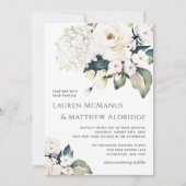 Elegant White Waterverf Floral Wedding Kaart (Voorkant)