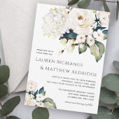 Elegant White Waterverf Floral Wedding Kaart