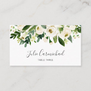 Elegant White Waterverf Floral Wedding Plaatskaartje