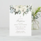 Elegant White Waterverf Flowers Greenery Baptisme Kaart (Staand voorkant)