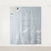 Elegant White Waterverf Foliage Dusty Blue Wandkleed (Voorkant)