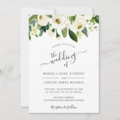 Elegant White Waterverf Rozen Border Wedding Kaart (Voorkant)