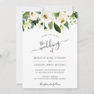 Elegant White Waterverf Rozen Border Wedding Kaart