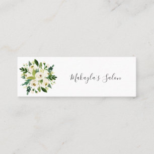 Elegant White Waterverf Rozen & Greenery Mini Visitekaartje