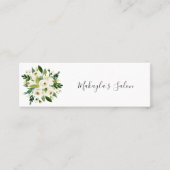 Elegant White Waterverf Rozen & Greenery Mini Visitekaartje (Voorkant)