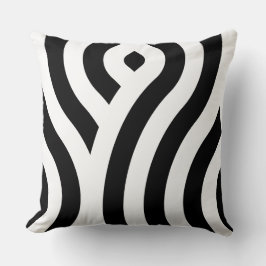 Elegant White Wave Pattern Black Kussen