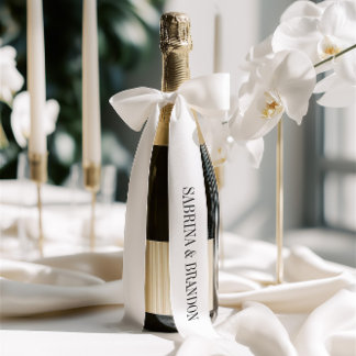 Elegant White Wedding Bride & Groom Names  Satijnen Lint