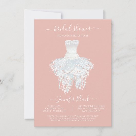 Elegant White Wedding dress vrijgezellenfeest Invi Kaart (Voorkant)