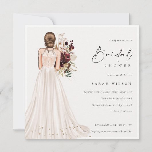 Elegant White Wedding Gown Vrijgezellenfeest Invit Bedankkaart (Voorkant)