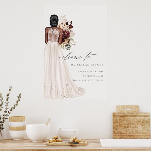 Elegant White Wedding Gown Vrijgezellenfeest Welko Poster (Keuken)