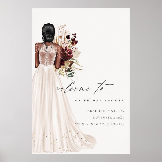 Elegant White Wedding Gown Vrijgezellenfeest Welko Poster (Voorkant)