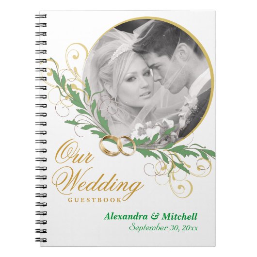 Elegant White Wedding Guestbook met aangepaste fot Notitieboek (Voorkant)