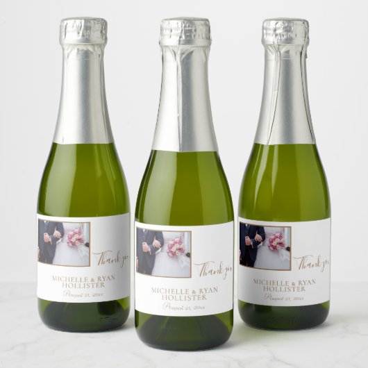Elegant White Wedding Hartelijk dank Sparkling Wijnetiket (Flessen)