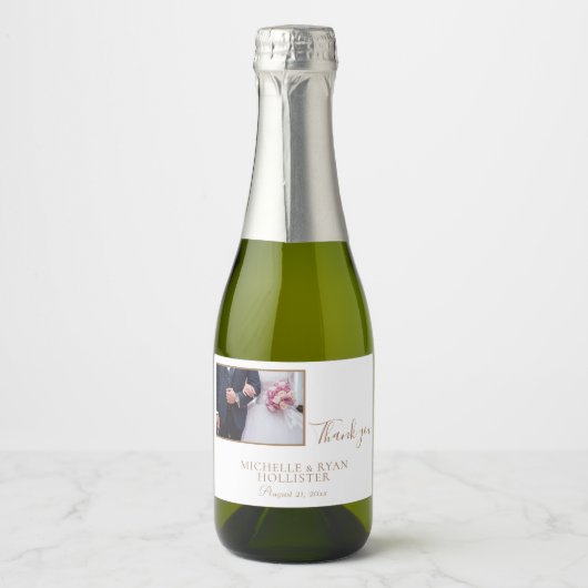 Elegant White Wedding Hartelijk dank Sparkling Wijnetiket (Voorkant)
