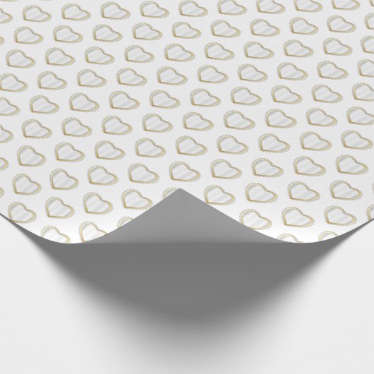 Elegant White Wedding Hearts Cadeaupapier (Hoek)