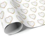Elegant White Wedding Hearts Cadeaupapier (Rol Hoek)