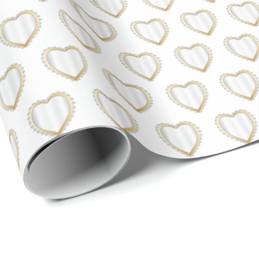 Elegant White Wedding Hearts Cadeaupapier (Rol Hoek)