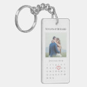 Elegant White Wedding Jubileum Calendar Foto Sleutelhanger (Voorkant Links)