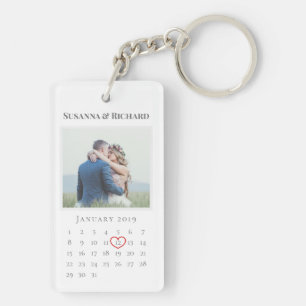 Elegant White Wedding Jubileum Calendar Foto Sleutelhanger