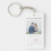 Elegant White Wedding Jubileum Calendar Foto Sleutelhanger (Voorkant)
