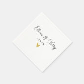 Elegant White Wedding Paper Napkin | Goud hart Servet (Hoek)